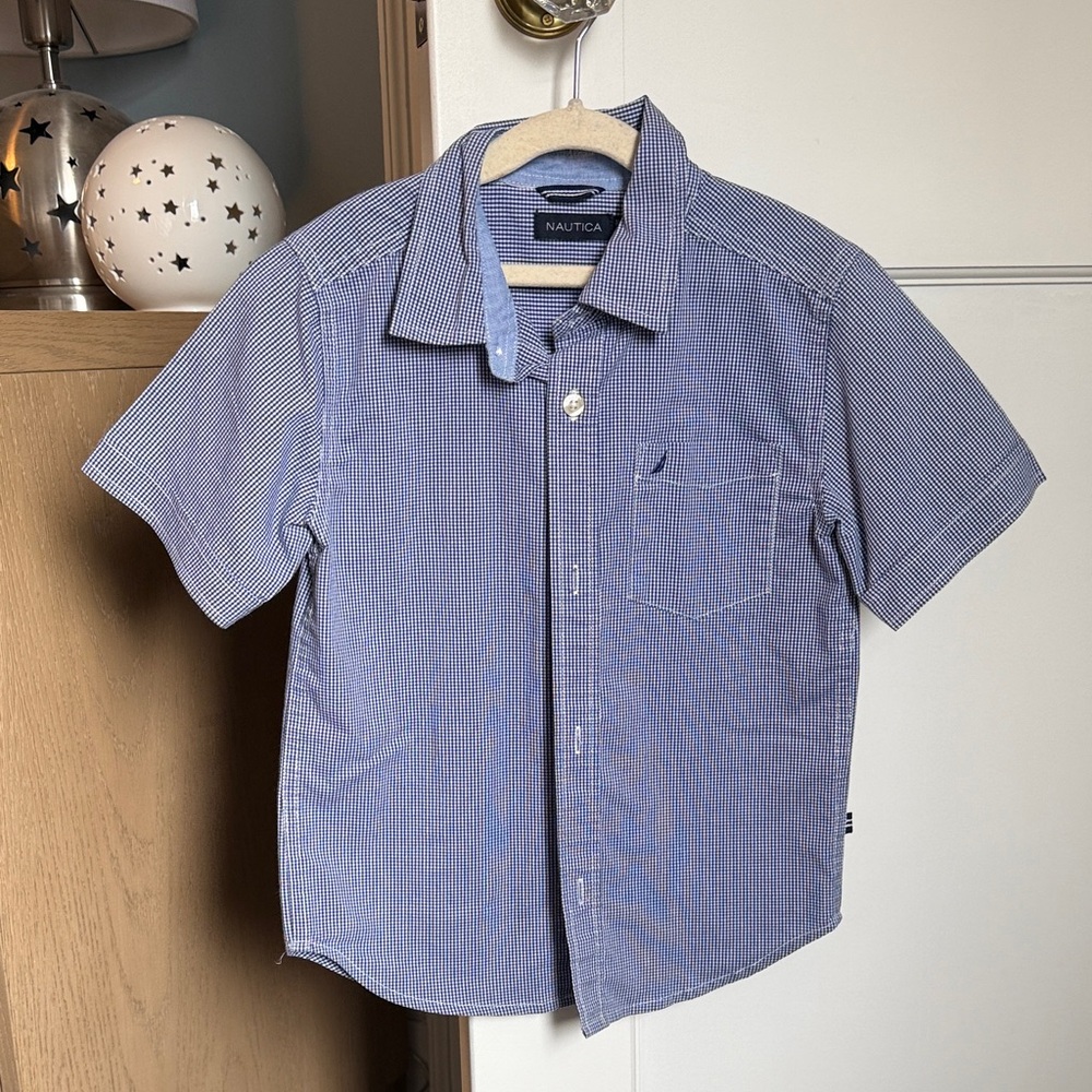 Nautica Kids Navy Checkered Button Down Shirt